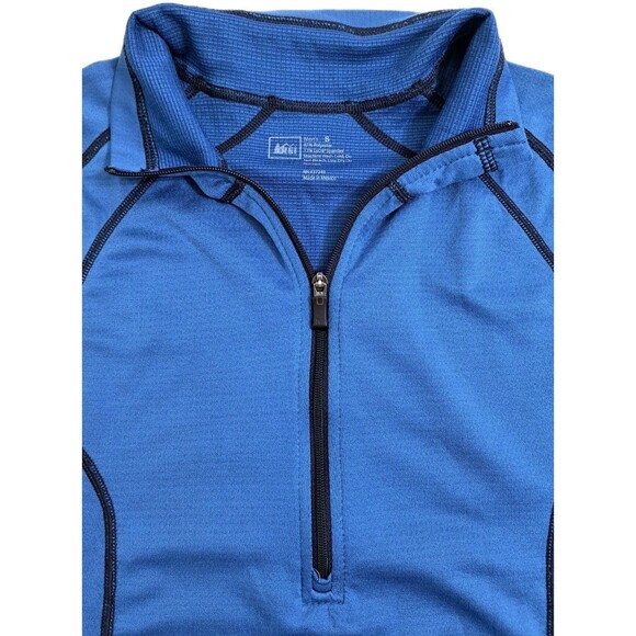 REI Size Small Zip Base Layer Long Sleeve Lightweight Pullover Blue Running - Picture 2 of 8
